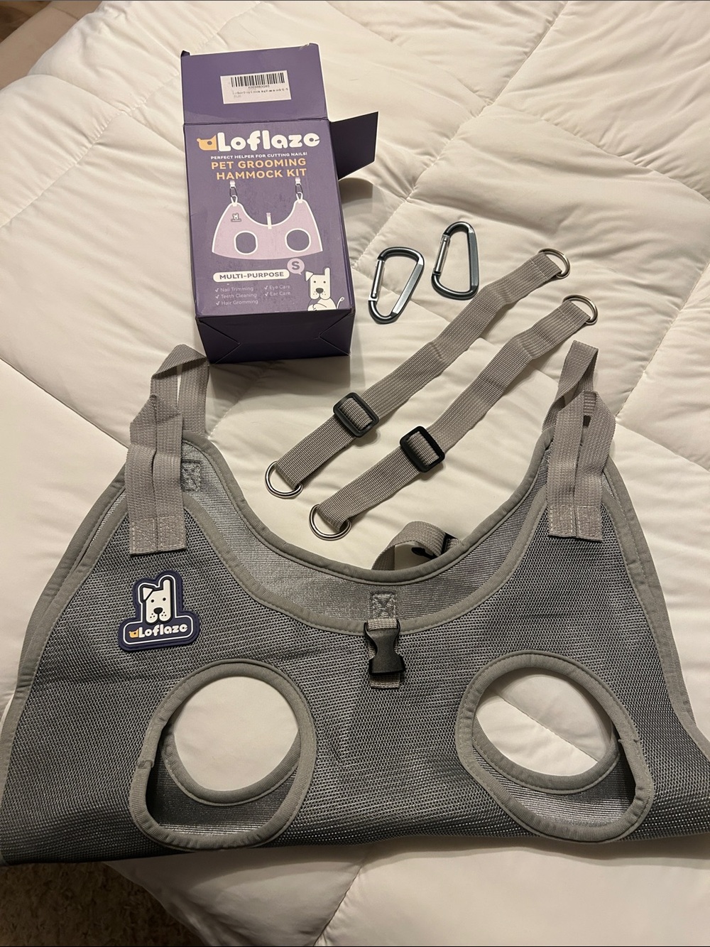 Gray Pet Grooming Hammock Kit